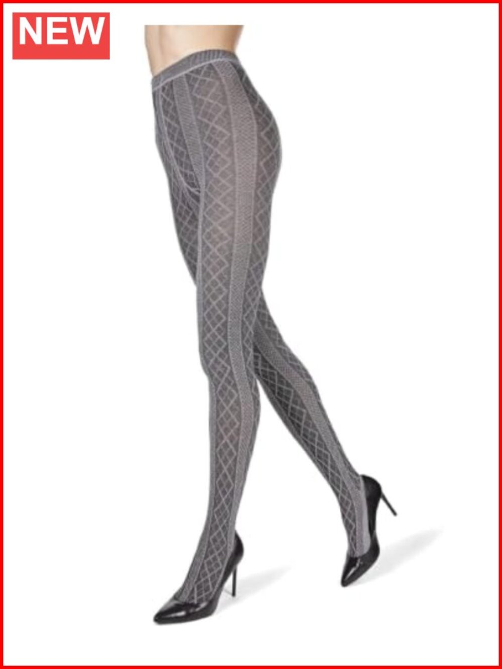 Juneau Diamond Knit Sweater Tights Cotton Blend Warm